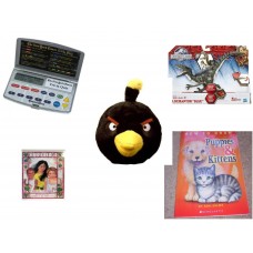 Children's Gift Bundle [5 Piece] -  Electronic New York Times Trivia Quiz  - Jurassic World Velociraptor "Blue" Figure  - Angry Birds Black Bird  5" - Outside of Me  - How to Draw Puppies & Kittens   
